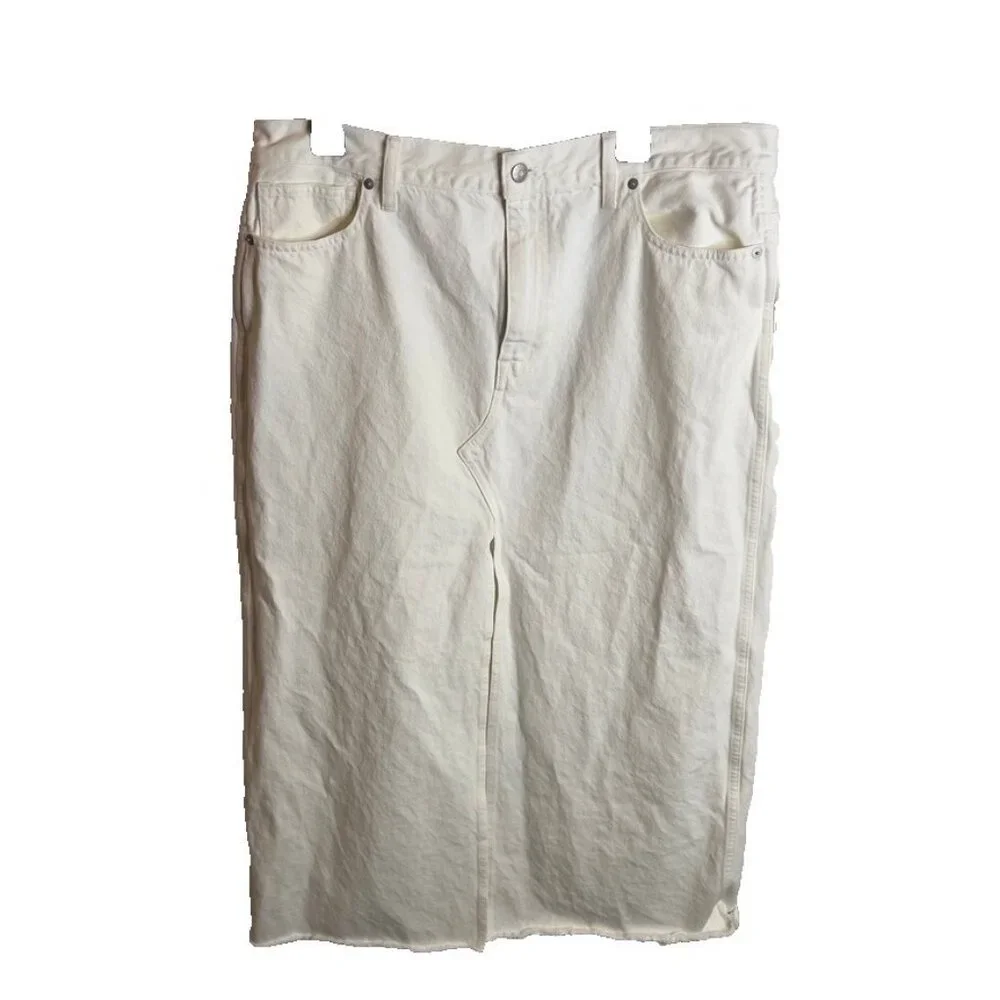 Madewell $110 The Rilee Denim Midi SKirt White Size 33 NQ802 - Picture 2 of 10